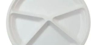 4 Compartment Round White Bagasse Plate
