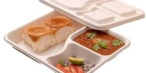 Bagasse 3 Compartment Rectangular Takeaway Tray
