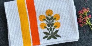 Printed Waffle Cotton Towel