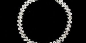 Round Cut Natural Diamond Women's Tennis Bracelet 14K White Go