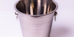 Chrome Ribbed Metal Bucket