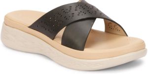 Ladies Black & Brown Platform Heels Slippers