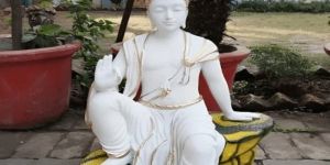 Blessing Buddha in White Robe Statue 3ft