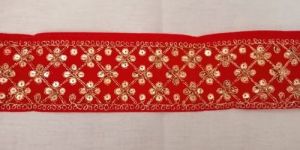 9 Meter Red Velvet Sequence Lace