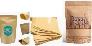 Brown Craft Paper Standy Zipper Pouch