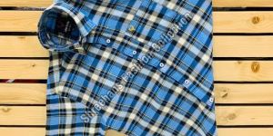 Mens Blue & Yellow Half Sleeve Check Shirt