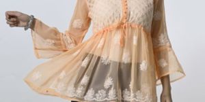 Beige Georgette Short Kurti