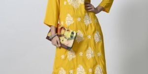 Yellow Viscose Kurta Palazzo Set