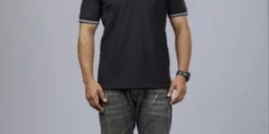 Mens Cotton Black Polo T-Shirts
