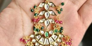 Designer Brass Kundan Earrings