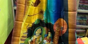 Pure Zari Border Tussar Silk Saree