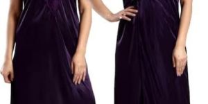 Satin Two Pcs Nighty (Purple)
