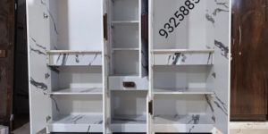 5 Doors Wardrobe, White Marble Colour
