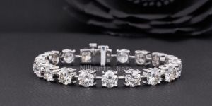 Round Cut Diamond Tennis Bracelet, 10K,14K,18K Solid Gold Bracelet