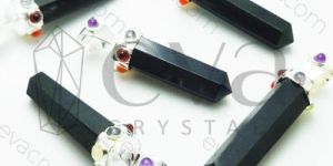 Black Obsidian Chakra Collet Pendant