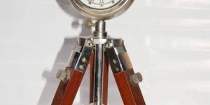 Nautical Chrome Finish Tripod Table Clock