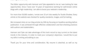 Cover Letter Writing