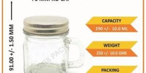 300ml Handle Mason Glass Jar