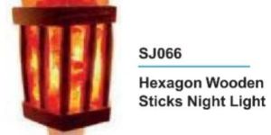 Hexagon Wooden Sticks Rock Salt Night Light