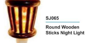 Round Wooden Sticks Rock Salt Night Light