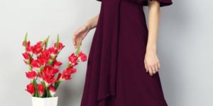 Ladies Cold Shoulder Overlap Long Dress