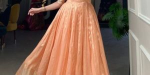 Khadi Organza Zari Weaving Work Fully Stitched Gown