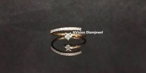 Rose Gold Natural Diamond Galaxy Star Ring