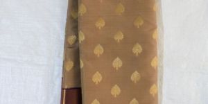 Beige Silk Korvai Butta Saree