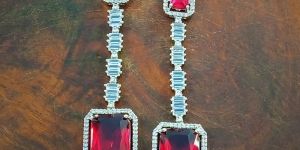 Red American Diamond Earrings