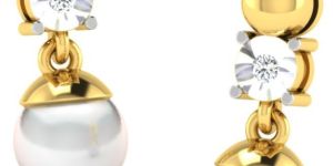 Pearls Gold Polished Drop Earrings in 92.5 Sterling Silver