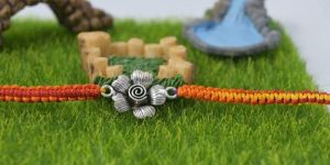 Vibrant Sunflower Design Silver Rakhi