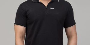 Polyster Black Mens Polo T-Shirt