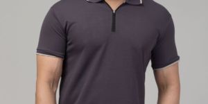 Polyster Grey Mens Polo T-Shirt