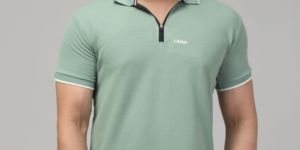 Polyster Teal Mens Polo T-Shirt