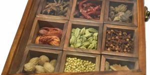 SHEESHAM WOOD SPICE BOX WITH SPOON