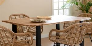 Live Edge Wooden and Iron Dining Table