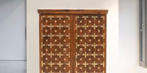 Sheesham Wood Regular Brass Design Bar Cabinet