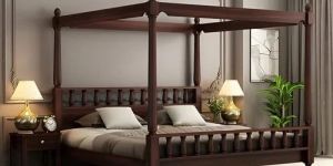 Vishwakarma Sheesham Wood King Size Poster Bed Wooden Double Bed Cot Bed Furn