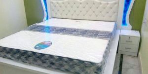 White Wooden Double Bed