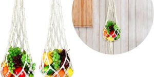 2 Piece Macrame Hanging Fruit Basket