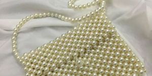 Ladies White Pearl Beaded Sling Bag