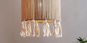 Light Brown Macrame Hanging Lamp Shade