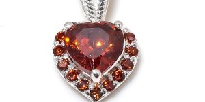 Heart Shape Sterling Silver Garnet Gemstone Pendant