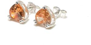 Heart Shape Sterling Silver Golden Topaz Gemstone Stud Earrings
