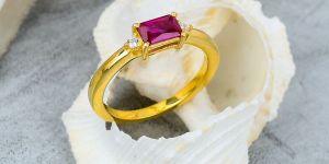 Rectangle Shape Sterling Silver Ruby Gemstone Ring