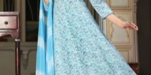 Ladies Anarkali Kurta Pant with Dupatta Set