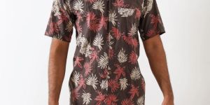 Men Brown Printed Cotton Shirt