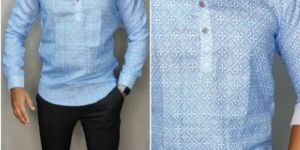 Mens Half Sleeves Printed Short Kurta