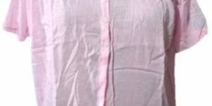 Ladies Cotton Plain Pink Shirt