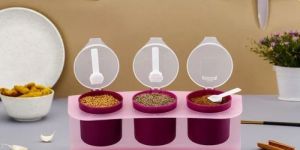 Plastic Spice Containers with Lids and Spoon